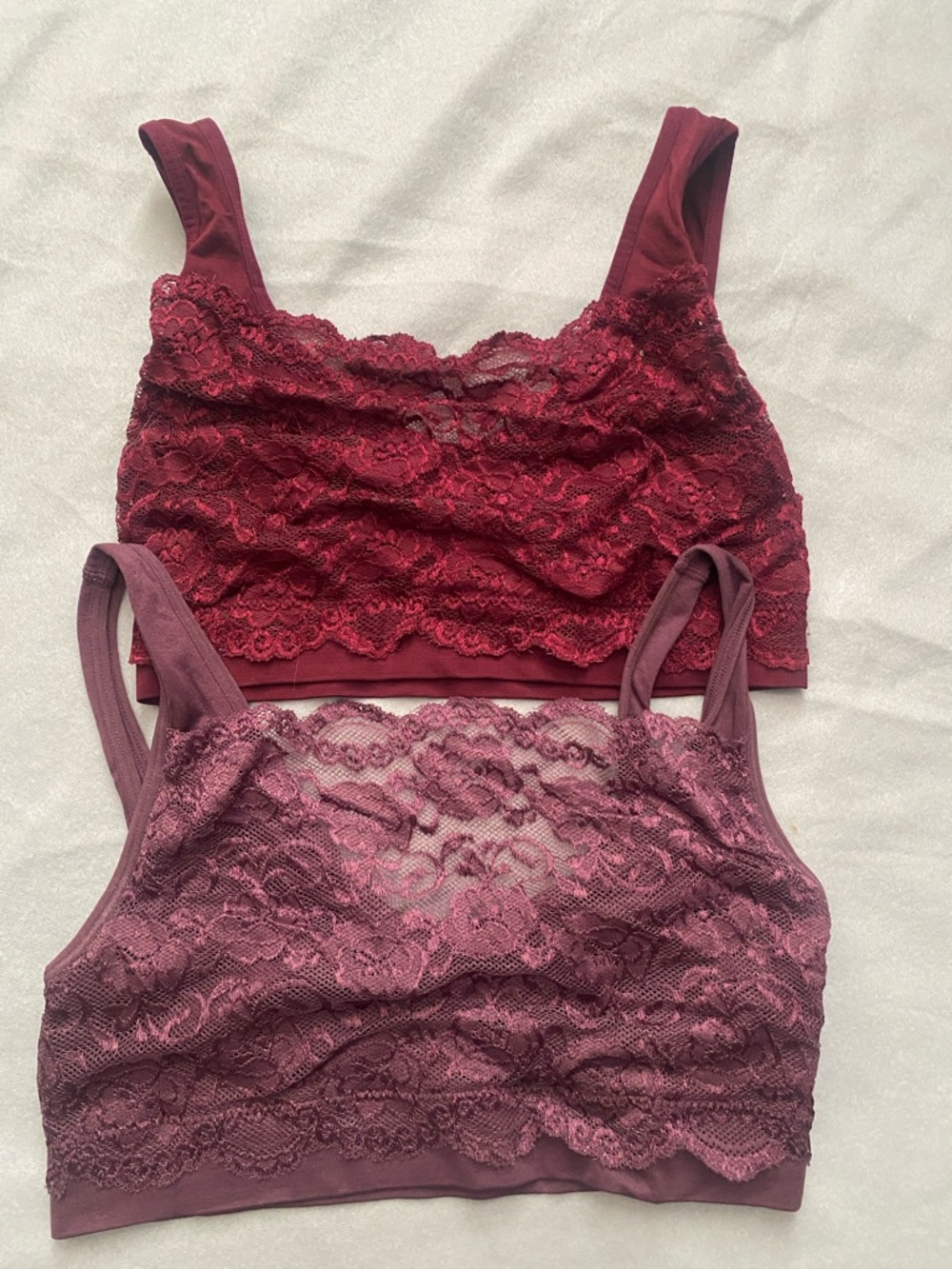 Lace Bralette Crop Top - Burgundy and purple